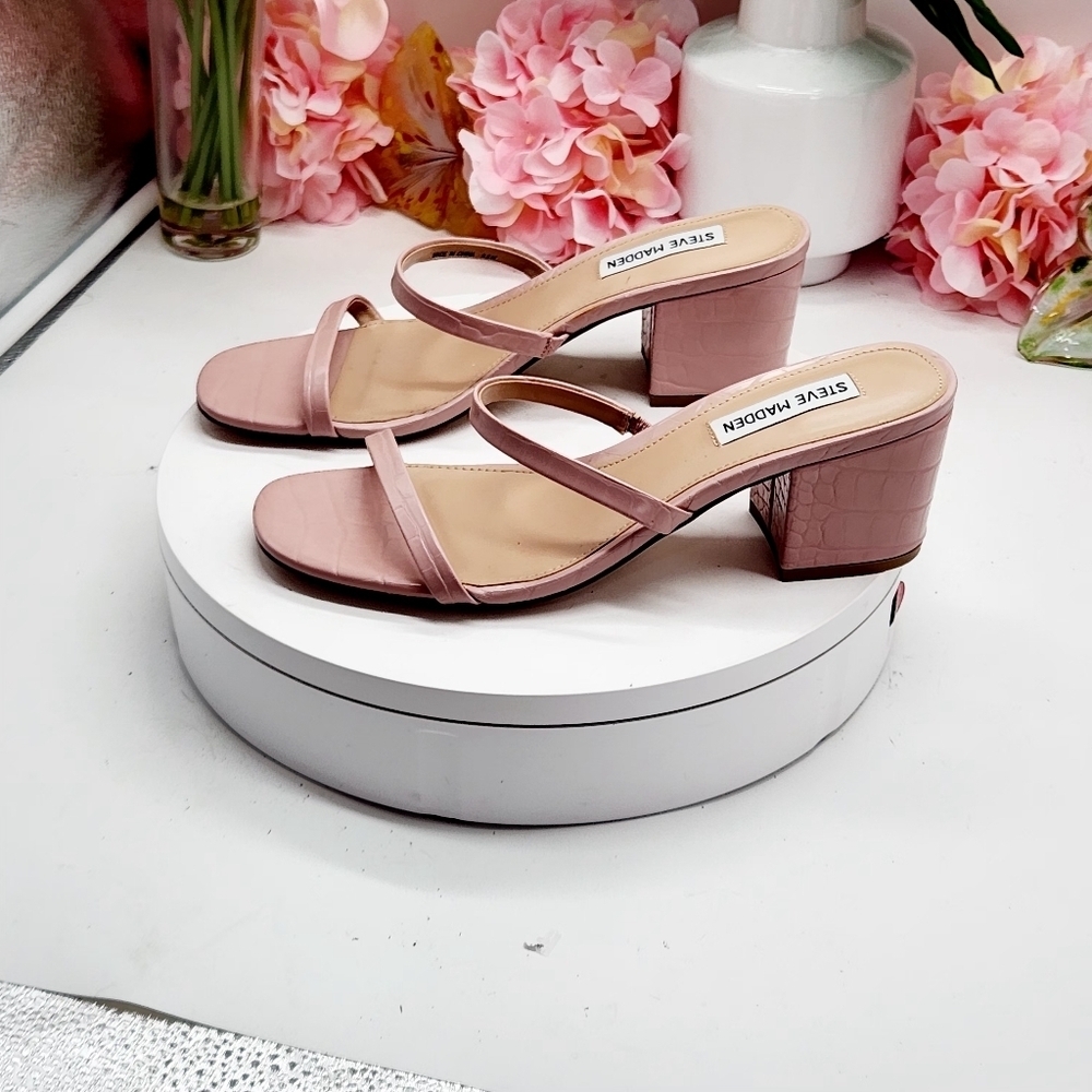 Steve Madden Issy Block Heel Slide Sandal Pink Sz 9.5M - Picture 3 of 16